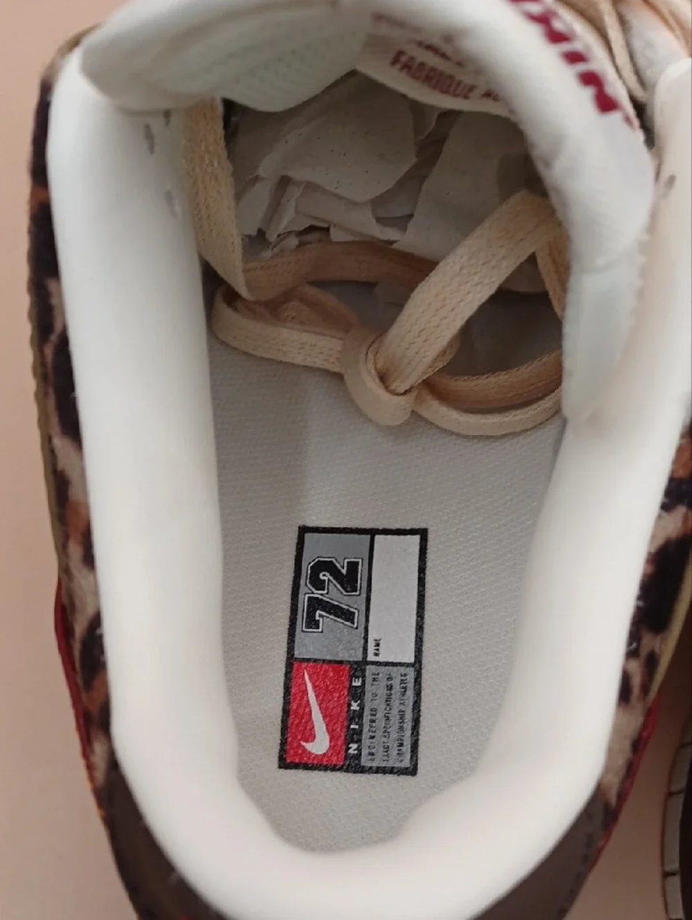 New Nike Womens Dunk Low Sneaker-Khaki Team Red Leopard Size 7.5 US